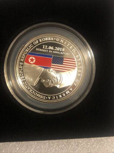 2018 US-Korea Summit in Singapore 1 oz Silver Proof Peace Medallion - Picture 2 of 8