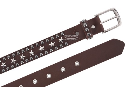 Men’s Real Leather Belts Star Studded Cowhide Strong Punk Rock Gothic Style 744 - Picture 18 of 22
