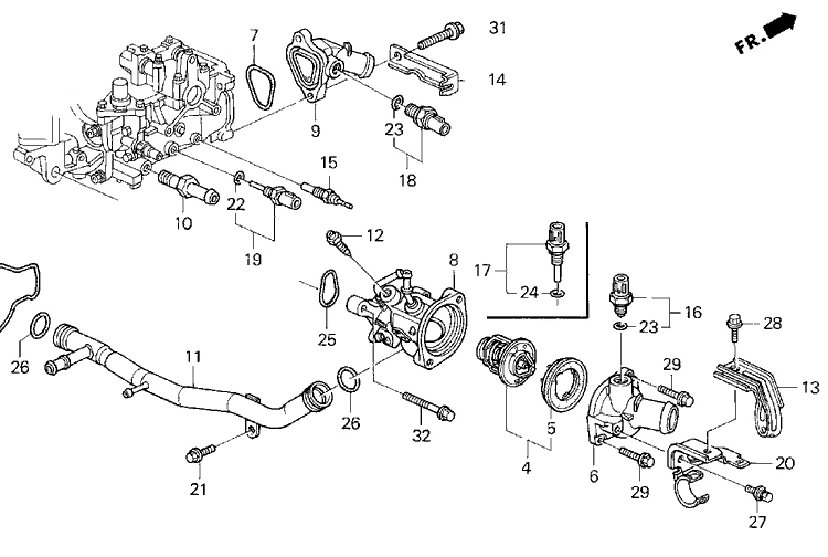 NUEVO Termostato Carcasa con Junta para Honda Accord 1995-2002 / Odyssey 1995-1998 Foto 2 de 2