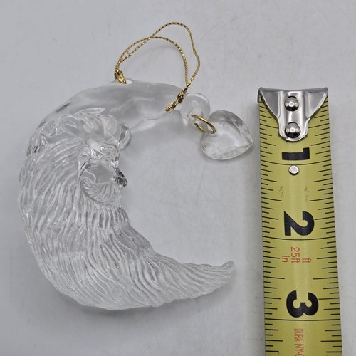 Christmas Celestial Ornament Acrylic Santa Face Quarter Moon Heart Dangles Clear - Picture 5 of 5