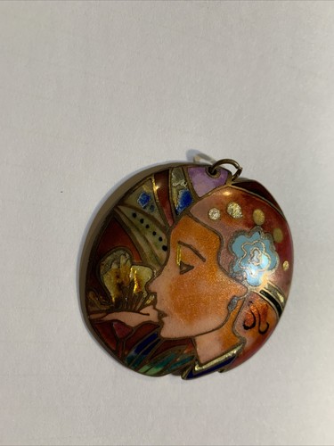 Vintage Handmade DAVID KUO Pendant Necklace Champleve Art Nouveau Enamel Signed - Picture 4 of 12
