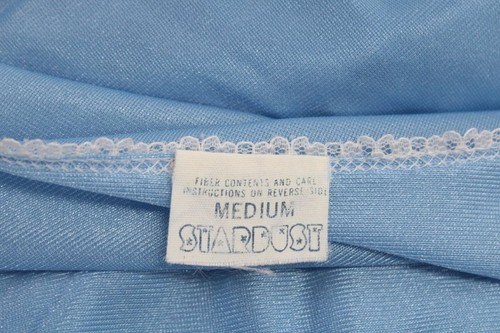 Vintage Stardust Bademantel Kleid klein mittelblau Nylon weiß Spitze USA - Bild 8 von 10