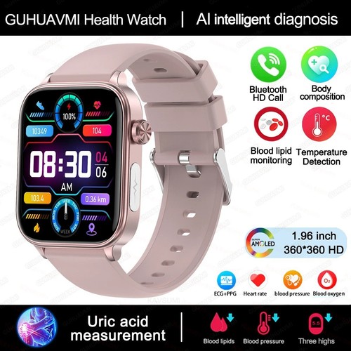Smartwatch Health Fitness Heart Monitor Tracker Bluetooth Call ECG PPG Men Women - Photo 26 sur 32
