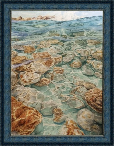 Original Painting12х16"Artwork Watercolor Modern Landscape Sea Stone Water Waves - Picture 15 of 18