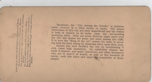 From Where the Eagle Builds her nest Zacatecas Mexico Keystone Stereoview 1900 - Picture 3 of 4