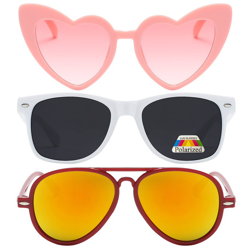 OWL Kid's Assorted 3 Pack Sunglasses – Three Cute Heart, Retro, & Aviator Styles - Picture 118 of 135