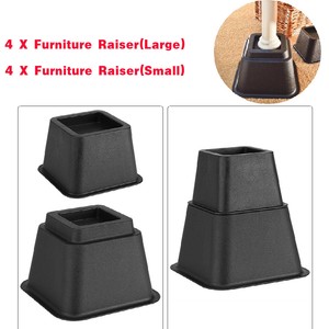 Details About 8 Black Blocks Chair Bed Risers Elephant Feet Lifters Table Furniture Support Uk