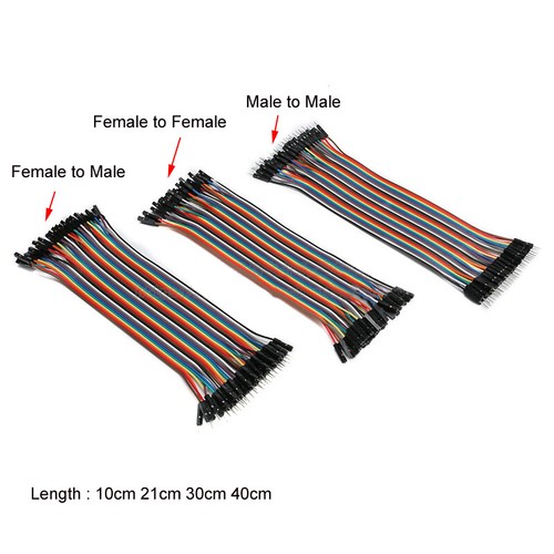 40P DuPont Cable Wire Rainbow Ribbon Jumper F-F/F-M/M-M 10cm 21cm 30cm 40cm - Picture 2 of 9