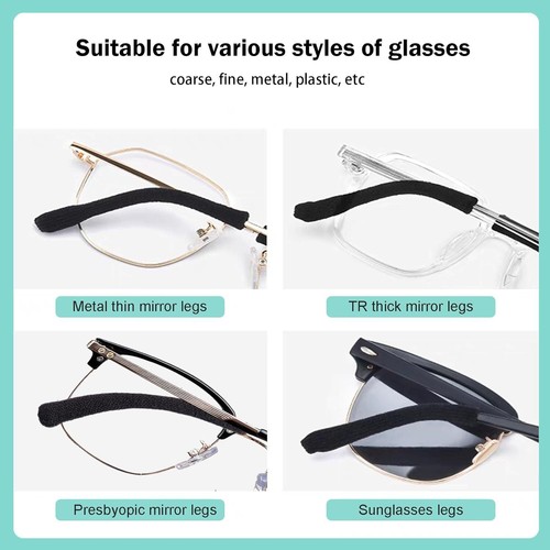 Anti-Slip Elastic Comfort Eyeglasses Temple Tips Sleeve Fabric Glasses Ear Grip - Picture 6 of 17