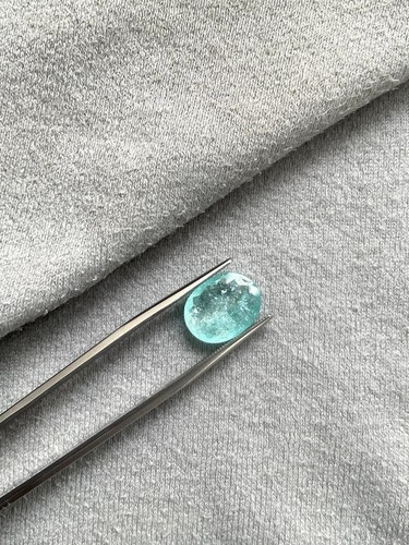 Pietra Taglio Ovale Tormalina Blu Paraiba 3,10 Carati Certificata per Gioiello Fine - Foto 5 di 5