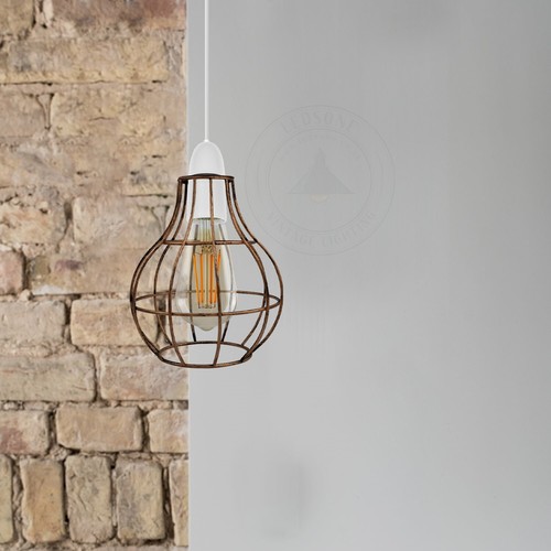 Vintage Ceiling Lightshade Metal Wire Cage Easy Fit Lampshade Hanging Lamp Shade - Picture 43 of 274
