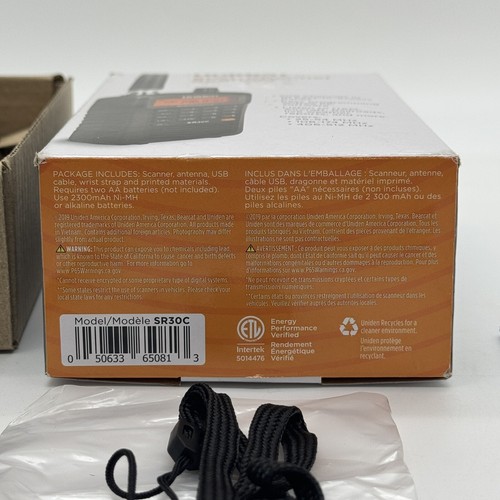 Uniden SR30C Bearcat 500 Channel Handheld Scanner w/ Close Call® RF Capture Tech - Zdjęcie 11 z 14