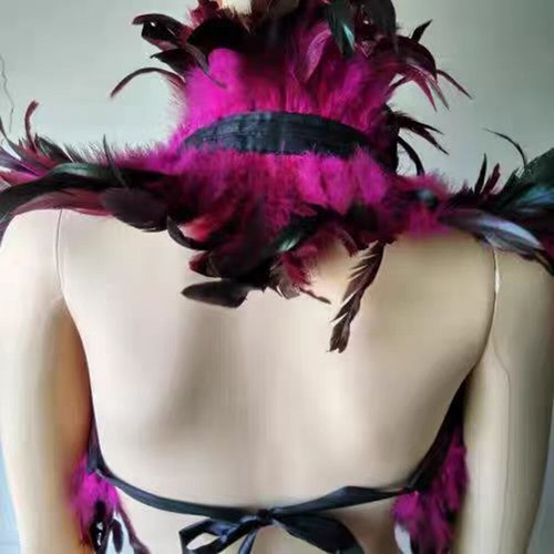 Natural Feather Shawl Costume Role Play Feather Scarf Fake Collar Bar Stage - Picture 8 of 20