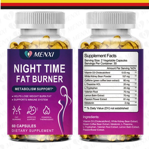 Nachtzeit Fat Burner Kapseln für Gewichtsverlust, Detox, Appetit Suppressant NEW - Bild 1 von 9