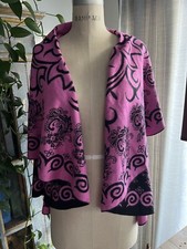 Pashmina Cashmere Reversible Wrap Shawl Cape Pink Purple Paisley One Size