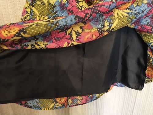 NEW Christopher Banks Skirt Women SZ 8 Floral Chiffon BLACK UNDER SLIP FLOUNCY - Picture 3 of 12