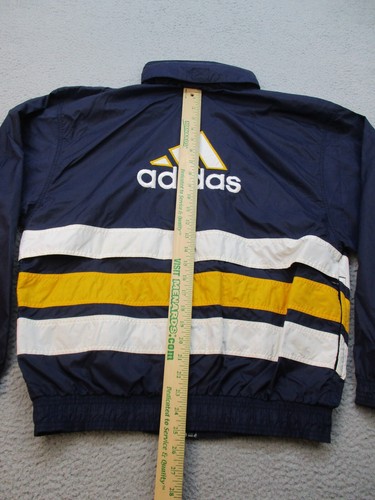 ADIDAS Windbreaker Jacket Mens Medium Elastic Waist Hidden Hood Embroidered Logo - Picture 9 of 10