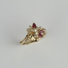 Vintage 14k Yellow Gold, Ruby, Diamond Women's Ring Size 6