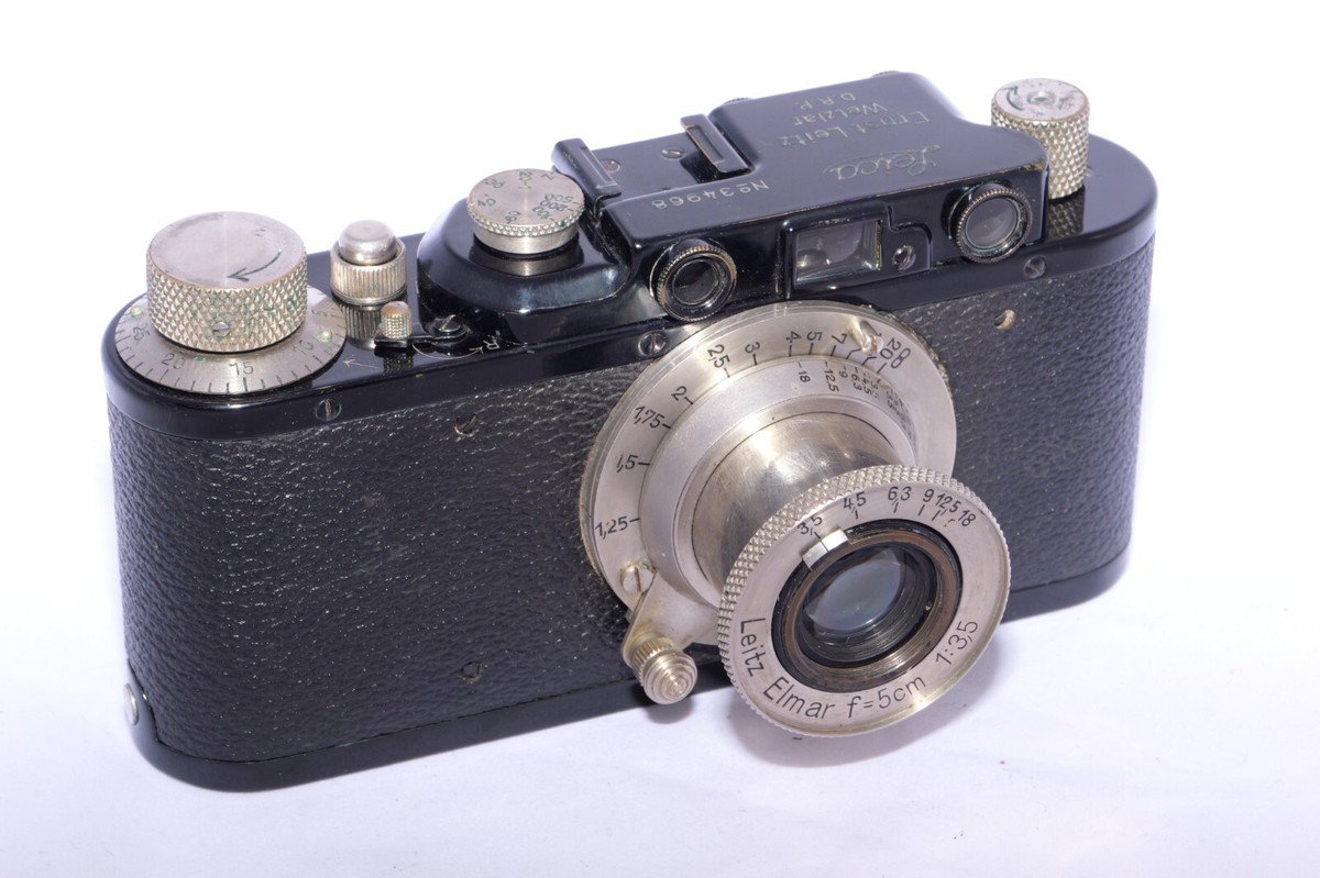 Leica I to II conversion 35mm rangefinder camera. NICKEL Elmar 5cm
