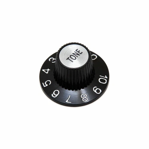 Hosco Witch Hat Tone Control Knob Gibson Style (Black w/Silver Cap, Metric (mm))