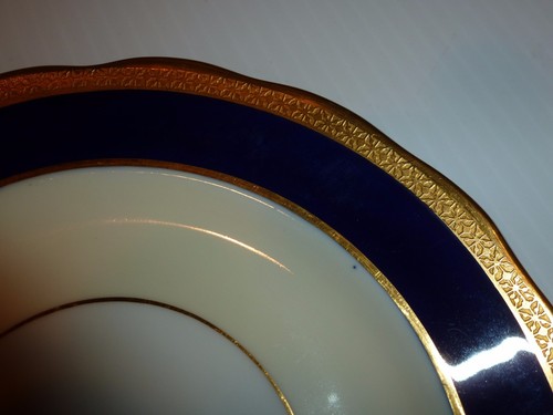 Royal Swansea England Yarborough Set 5 Bread Plates, Blue/Gold Tone - Picture 3 of 9