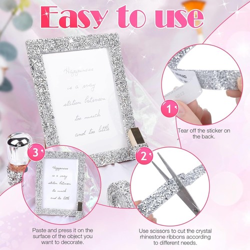 Four Widths Sliver 2mm Rhinestone Crystal Diamond DIY Decor Strip Sticker Decal - Picture 4 of 7