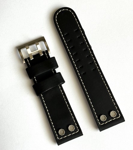 Original Hamilton BelowZero 24mm Black Leather Watch Band Strap H786160 - Picture 1 of 3
