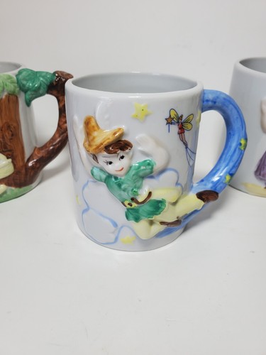 Vintage JNSY Märchen Tassen Menge 4 Peter Pan Rotkäppchen Aschenputtel 3,5"  - Bild 5 von 12