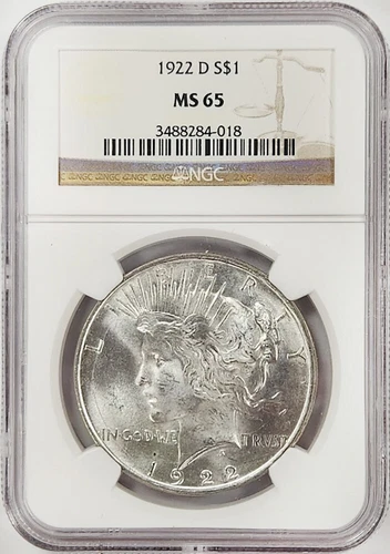 1922-D Silver Peace Dollar NGC MS65