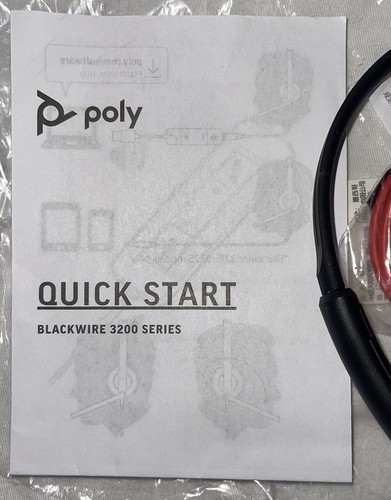 Plantronics Headset Poly Black Wire 3200 Series 3220 Type A Corded Open Box - Zdjęcie 5 z 5