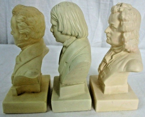 Halbe 4" Vintage Statuette Composer Schumann, Bach, & Schubert Heads - Picture 9 of 11