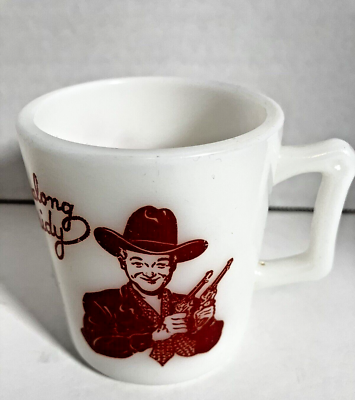 Vintage 1950s Hopalong Cassidy Milk Glass Mug Cup Western Hazel