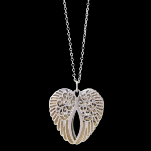 Triple Angel Wing Abalone Pendant Necklace Silver and Copper - Picture 8 of 11