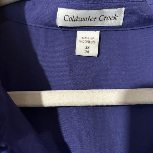 Coldwater Creek Top Damen 3X 24 blau transparent Langarm Knopfleiste Shirt Bluse - Bild 7 von 9