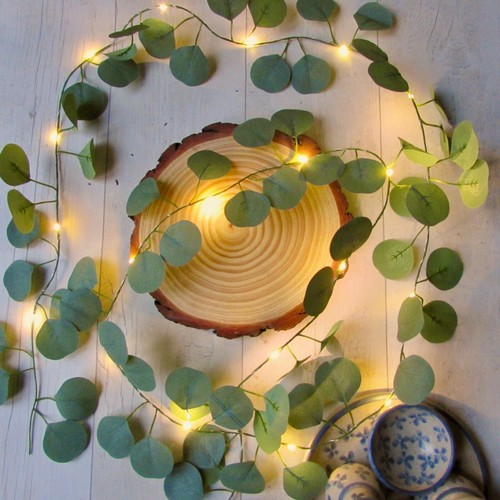 Eucalyptus Fairy Lights - Ivy Leaf garland, battery. 2m - 10m sizes. Handmade. - Picture 12 of 14