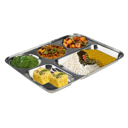 Edelstahl Thali 5 Fächer indisches Essen Essteller Serviergeschirr Tablett - Bild 11 von 35