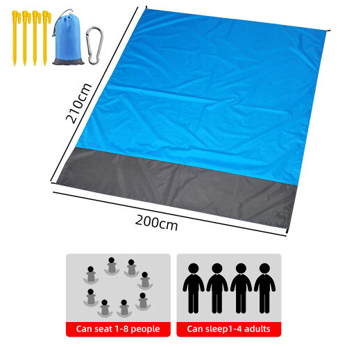 Alfombra de playa impermeable manta plegable arena colchón de bolsillo portátil - Imagen 8 de 16