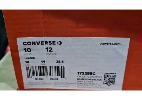 Converse Chuck Taylor All Star Hi 70 utilitario para hombre Reino Unido 10 172255C blanco nuevo en caja - Imagen 9 de 9