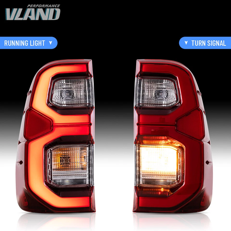 VLAND Full LED Tail Lights Assembly For Toyota Hilux 2015-2023 Rear Brake Lamps - Image 3 of 4