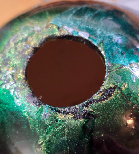 Pier 1 Imports Ceramic Foil Sphere Ball Décor Glossy Green Teal Black Metallic - Picture 10 of 12