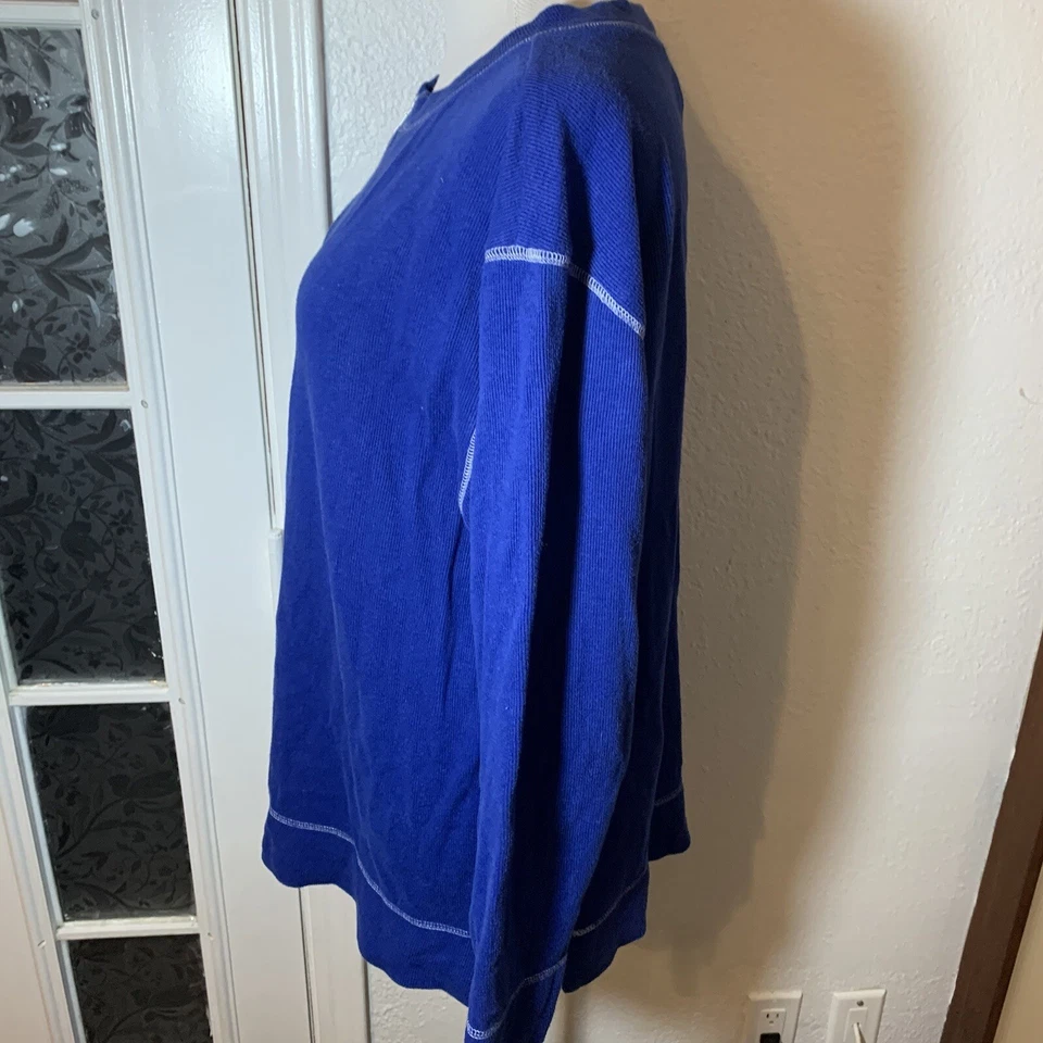 Denim & Co. Seeater 1/4 молнии длинным рукавом королевский синий большой - Изображение 2 из 4