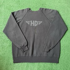 Sz L- Vintage 90  s Harley Davidson bar  shield graphic sweatshirt men black USA