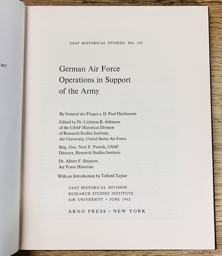 Lot 3 Arno Press WWII German Air Force Studies HC 1968 Reprints Luftwaffe Russia - Bild 19 von 24