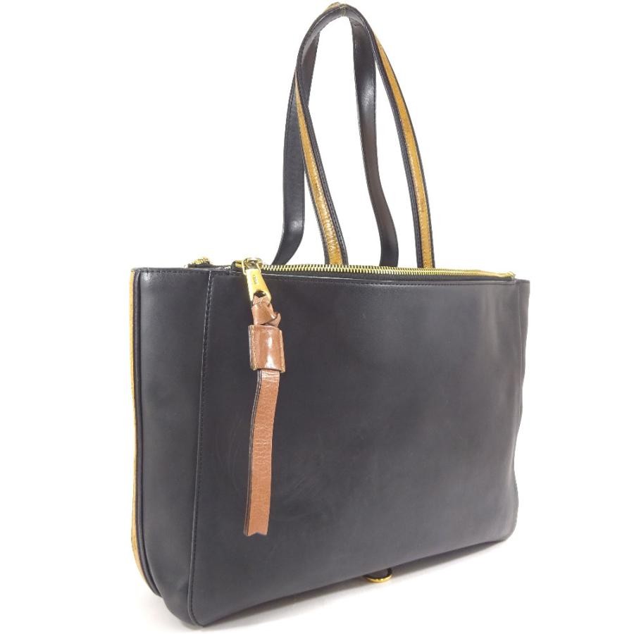 Chloe Sam Authentic Black Leather Tote with Gold Hardware 10.6in Shoulder Bag