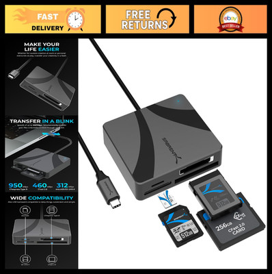 USB-C Multi-Card Reader for CFexpress Type B, CFast 2.0, microSD/SD Cards