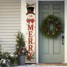Christmas Welcome Porch Sign 47 Inch Snowman Wooden Hanging Sign Plaques Holiday