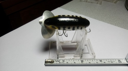 ARBOGAST, VINTAGE, "JITTERBUG"TOUGH WHITE/BLK. CD SIDES, PINK BELLY, EXC.COND. - Picture 3 of 4