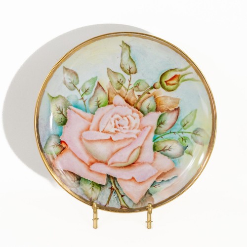 Hand-Painted Chinoiserie Rose Plate, Japanese Porcelain Plate 1972 Signed - Picture 6 of 10