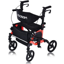 2 in 1 Rollator Walker  Transport Chair, Folding Wheelchair Rolling Mobility