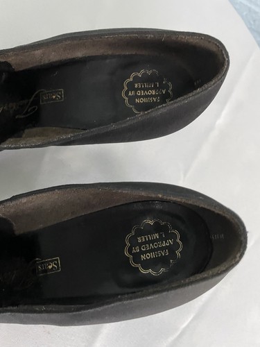 Vtg. Sears Ladies Black Leather Pumps Heel Shoes Sz 7.5AA Feartherlite - Picture 4 of 16